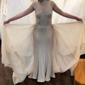 Custom Stephen Yearick Gown with detachable overlay
